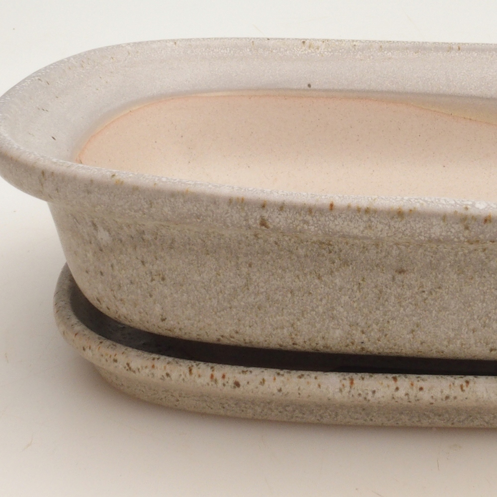 Bonsai kom + schotel H25 - 23 x 17 x 5,5 cm - beige