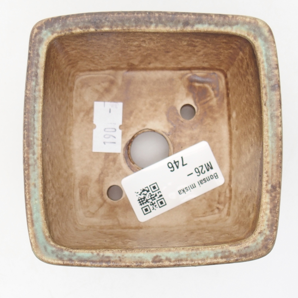 Bonsaischaal van keramiek 8,5 x 8,5 x 5,5 cm, groen