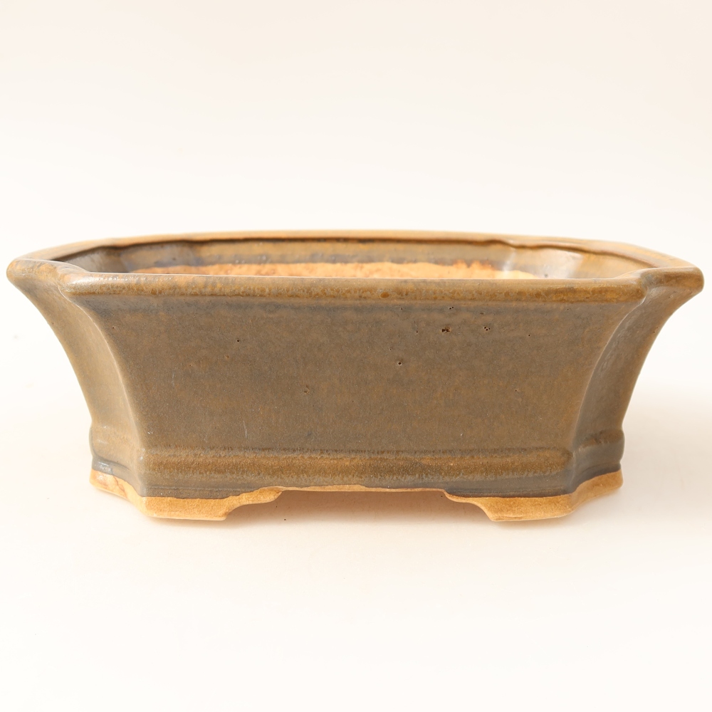 Keramische bonsaischaal 18 x 15,5 x 6 cm, kleur bruin