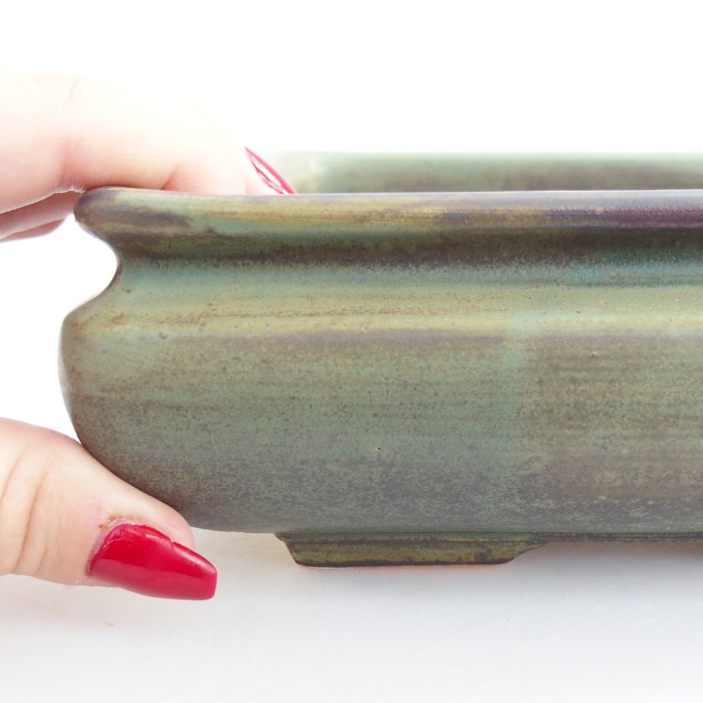 Bonsaischaal van keramiek 26 x 26 x 8 cm, kleur rood