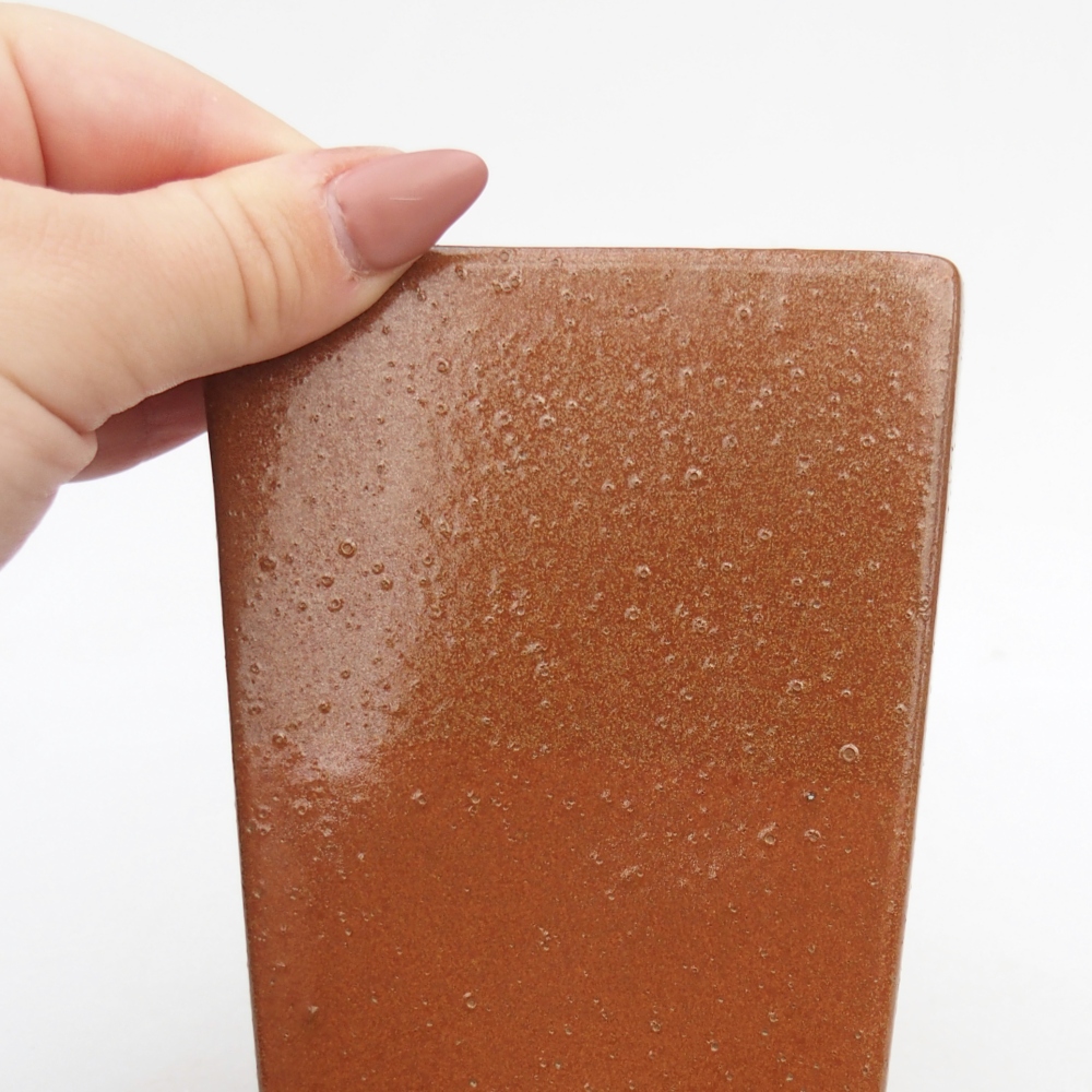 Bonsaischaal van keramiek 9 x 9 x 12,5 cm, bruin