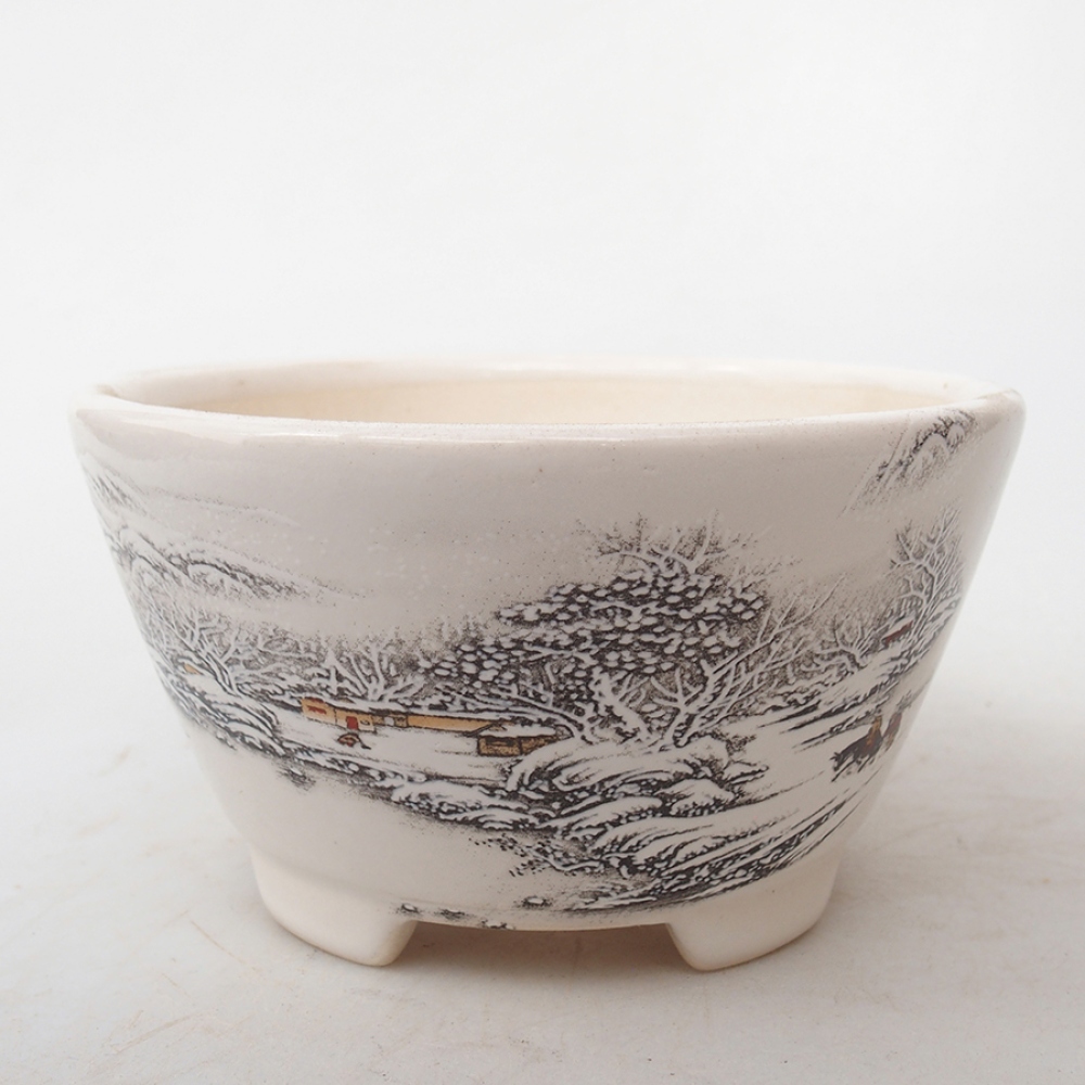 Bonsaischaal van keramiek 12 x 12 x 6,5 cm, kleur wit