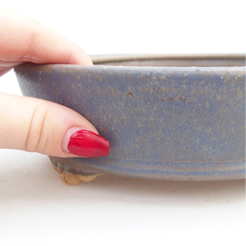 Bonsaischaal van keramiek 18 x 18 x 5 cm, kleur blauw