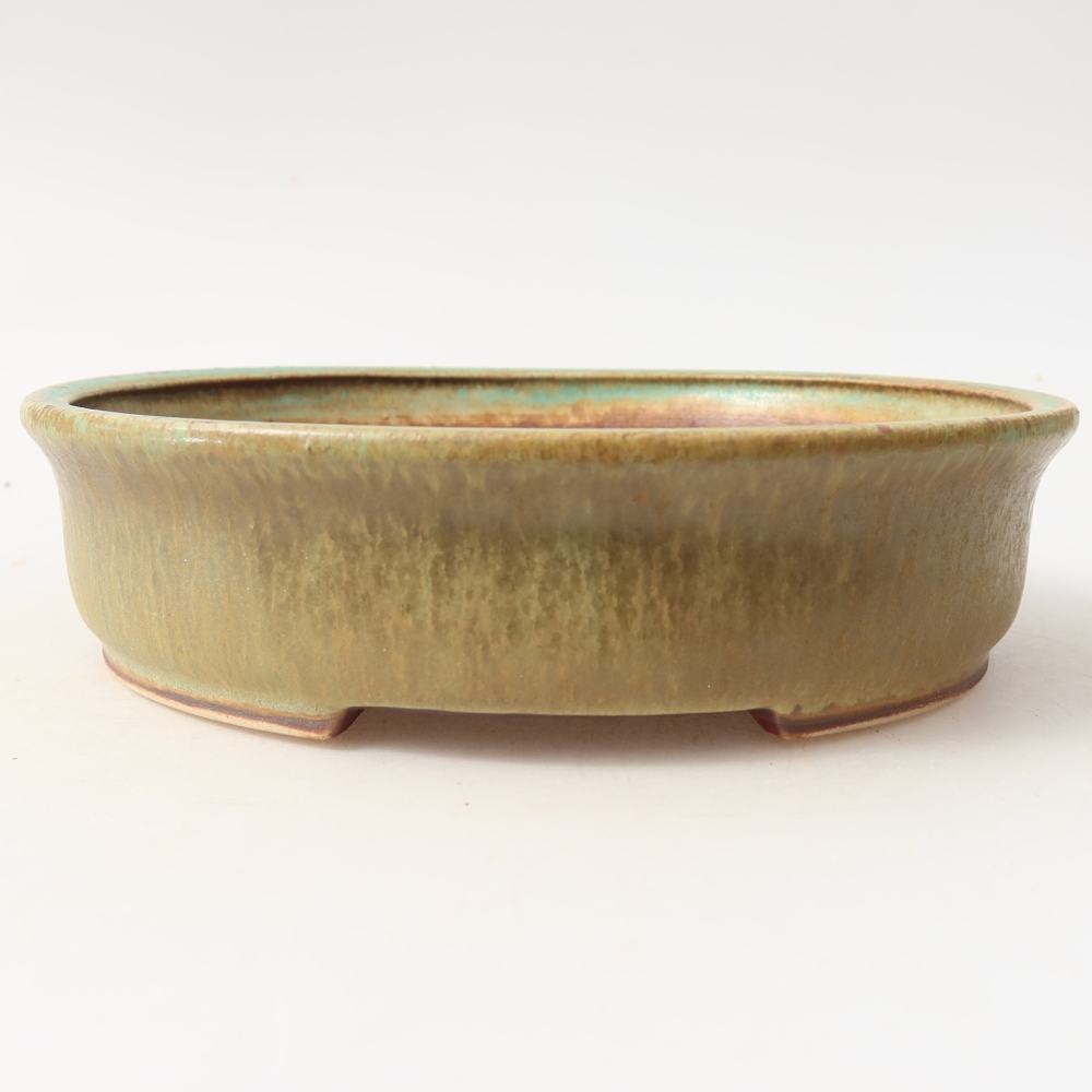 Bonsaischaal van keramiek 17,5 x 16 x 4,5 cm, groen