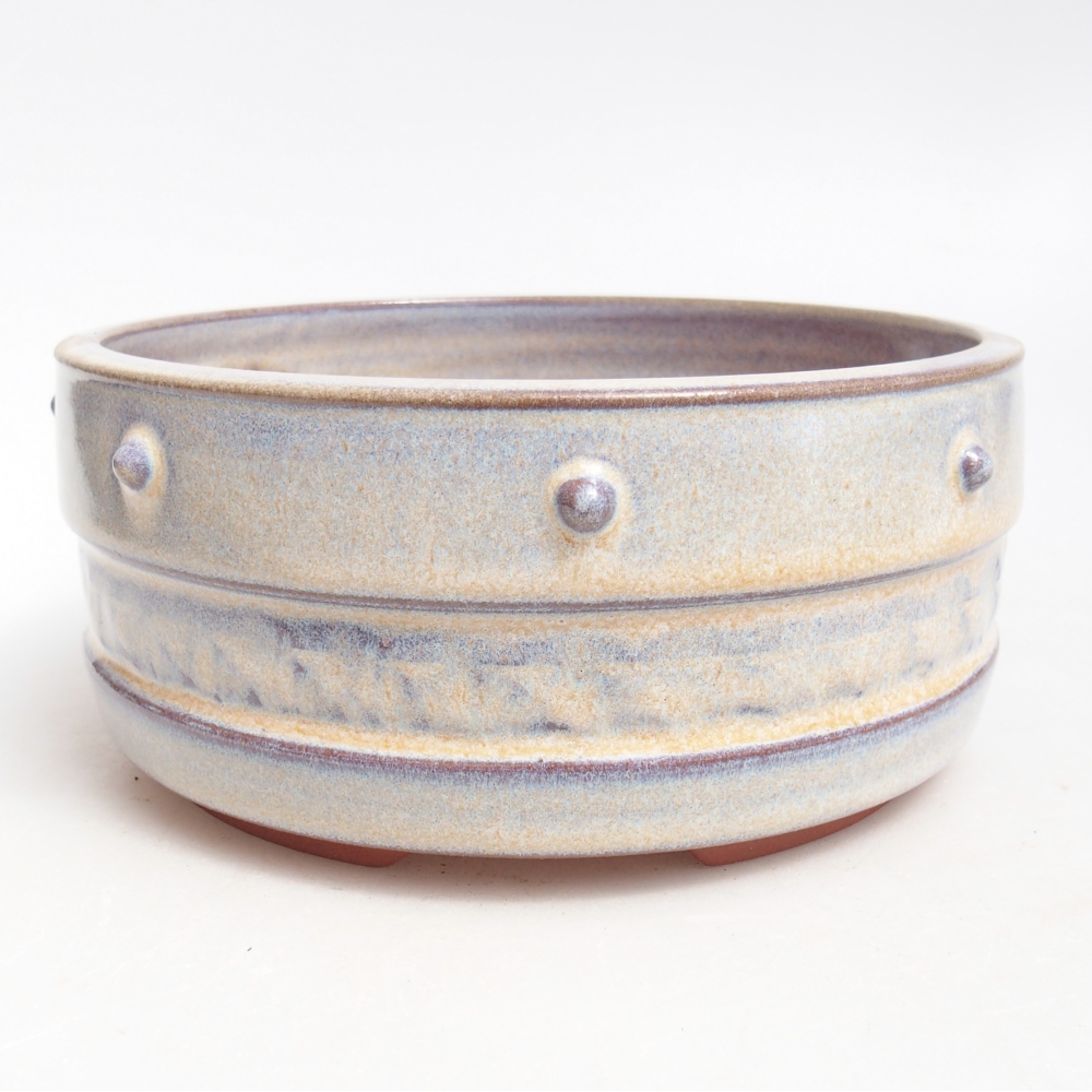 Bonsaischaal van keramiek 16 x 16 x 7 cm, kleur blauw