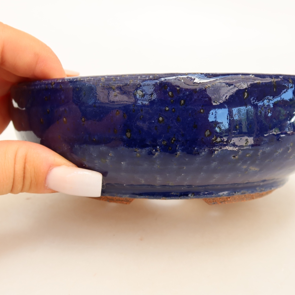Keramische bonsaipot 15,5 x 15,5 x 5 cm, kleur: blauw