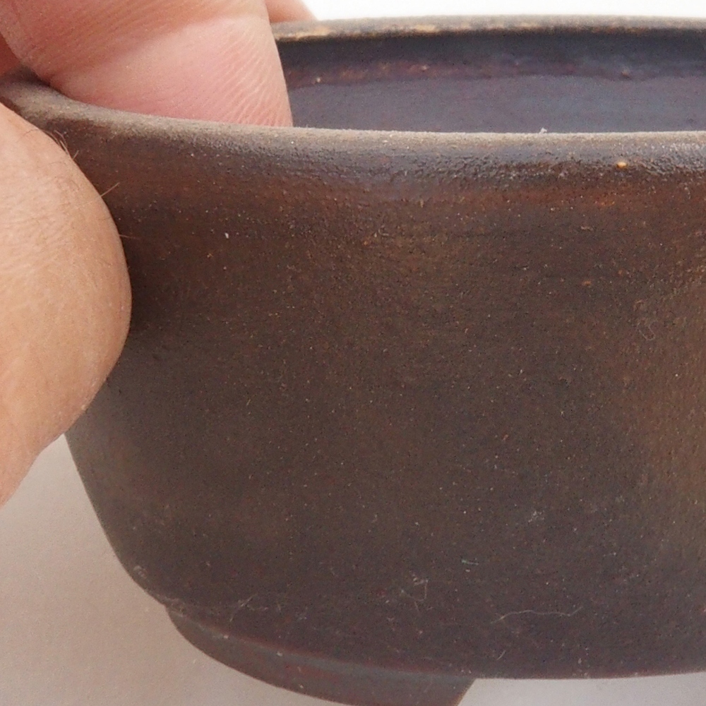 Bonsaischaal van keramiek 10 x 8,5 x 4 cm, bruin