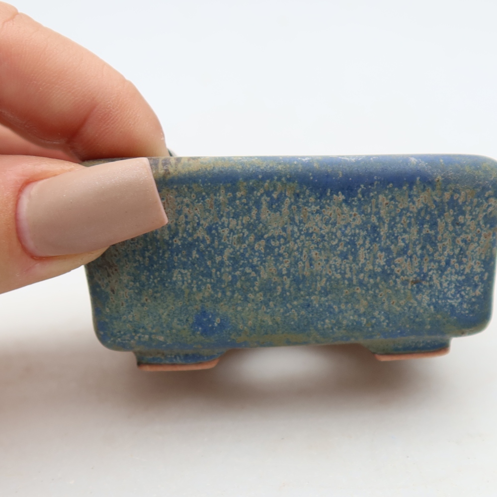 Bonsaischaal van keramiek 7 x 7 x 3,5 cm, kleur blauw