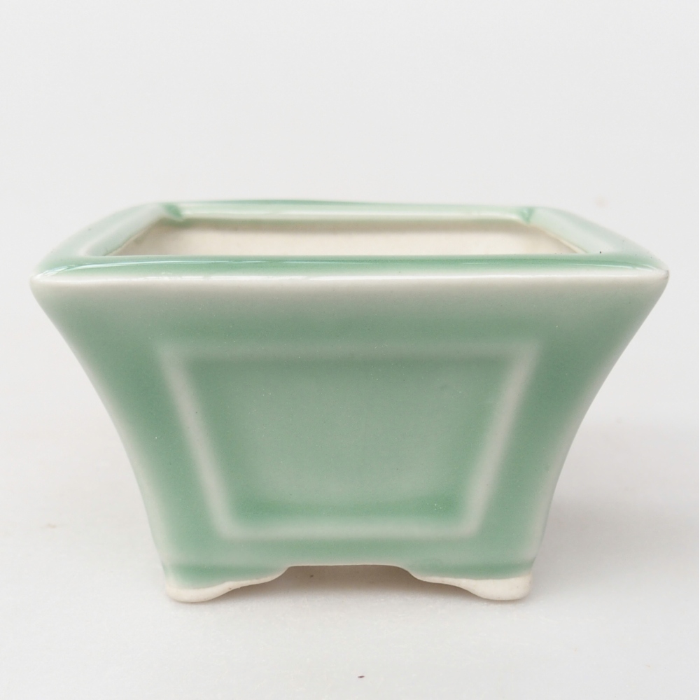 Bonsaischaal van keramiek 8,5 x 8,5 x 5 cm, groen