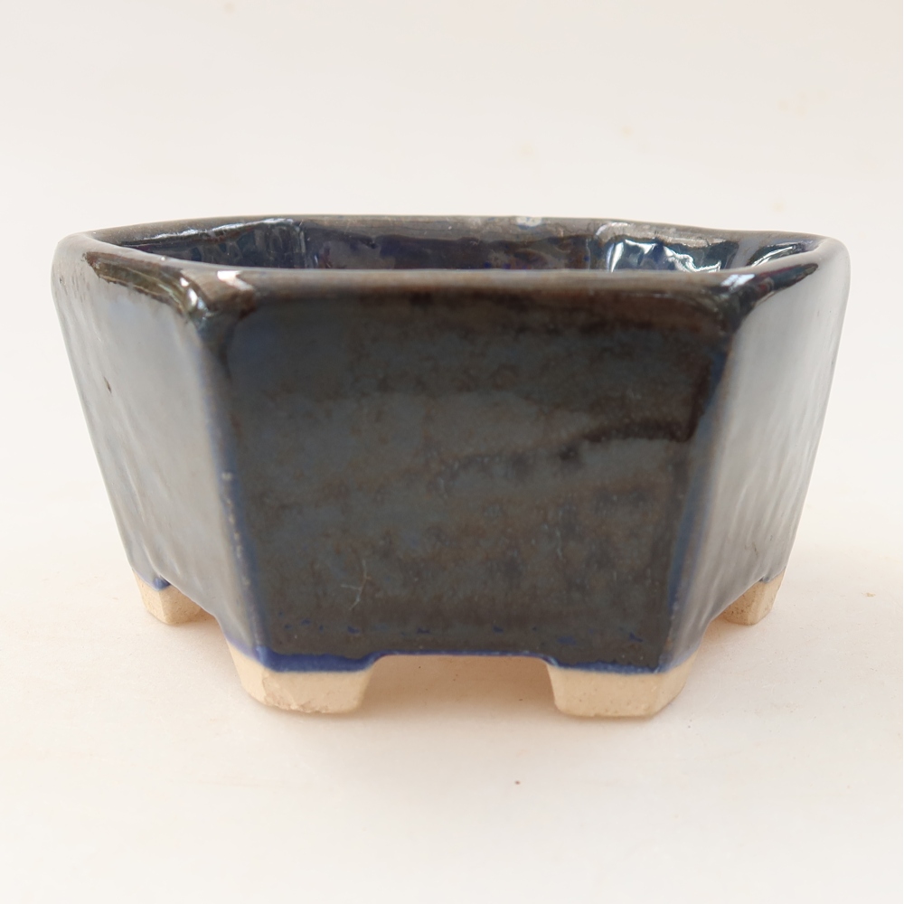 Bonsaischaal van keramiek 10 x 9 x 5 cm, kleur blauw
