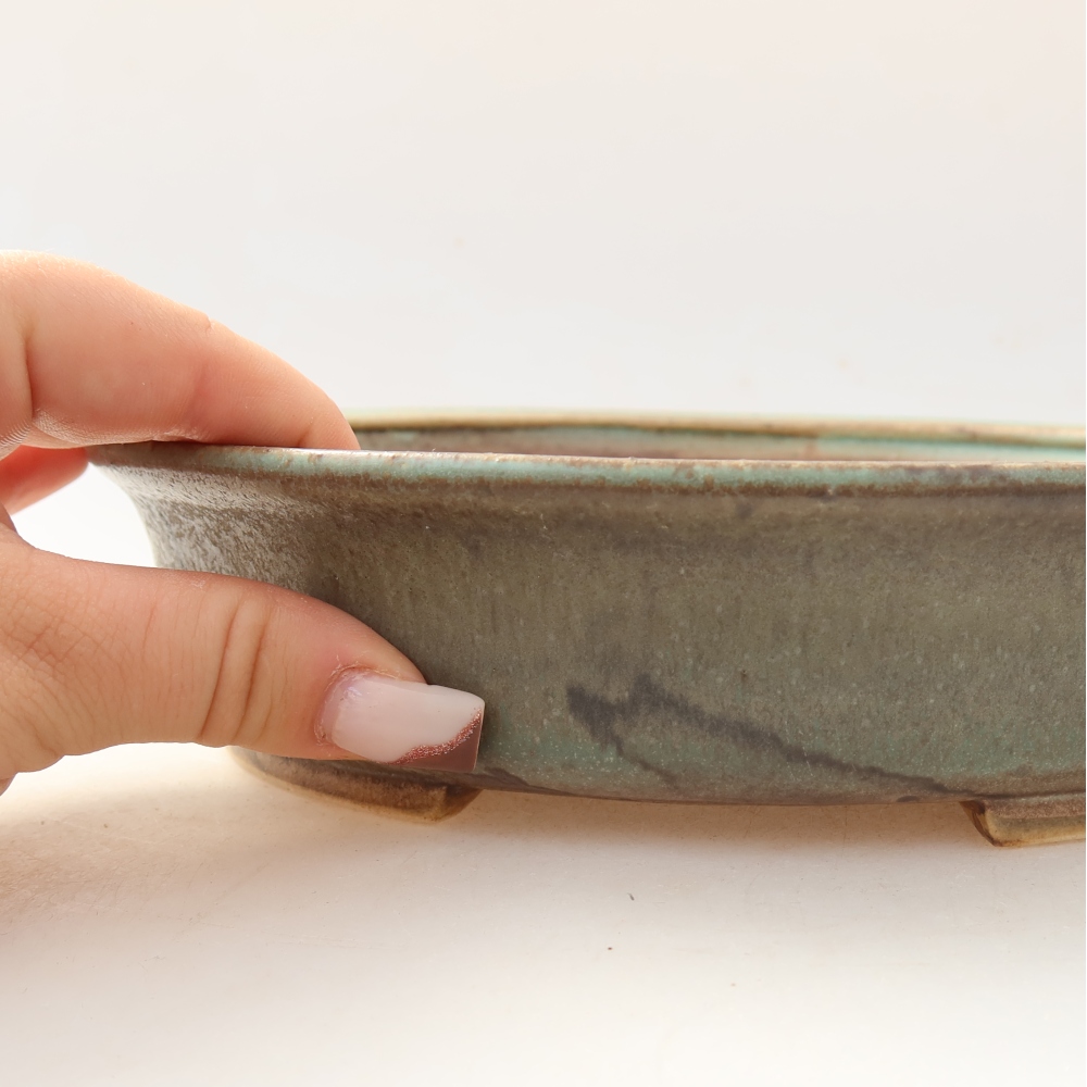Bonsaischaal van keramiek 21 x 19 x 5 cm, groen