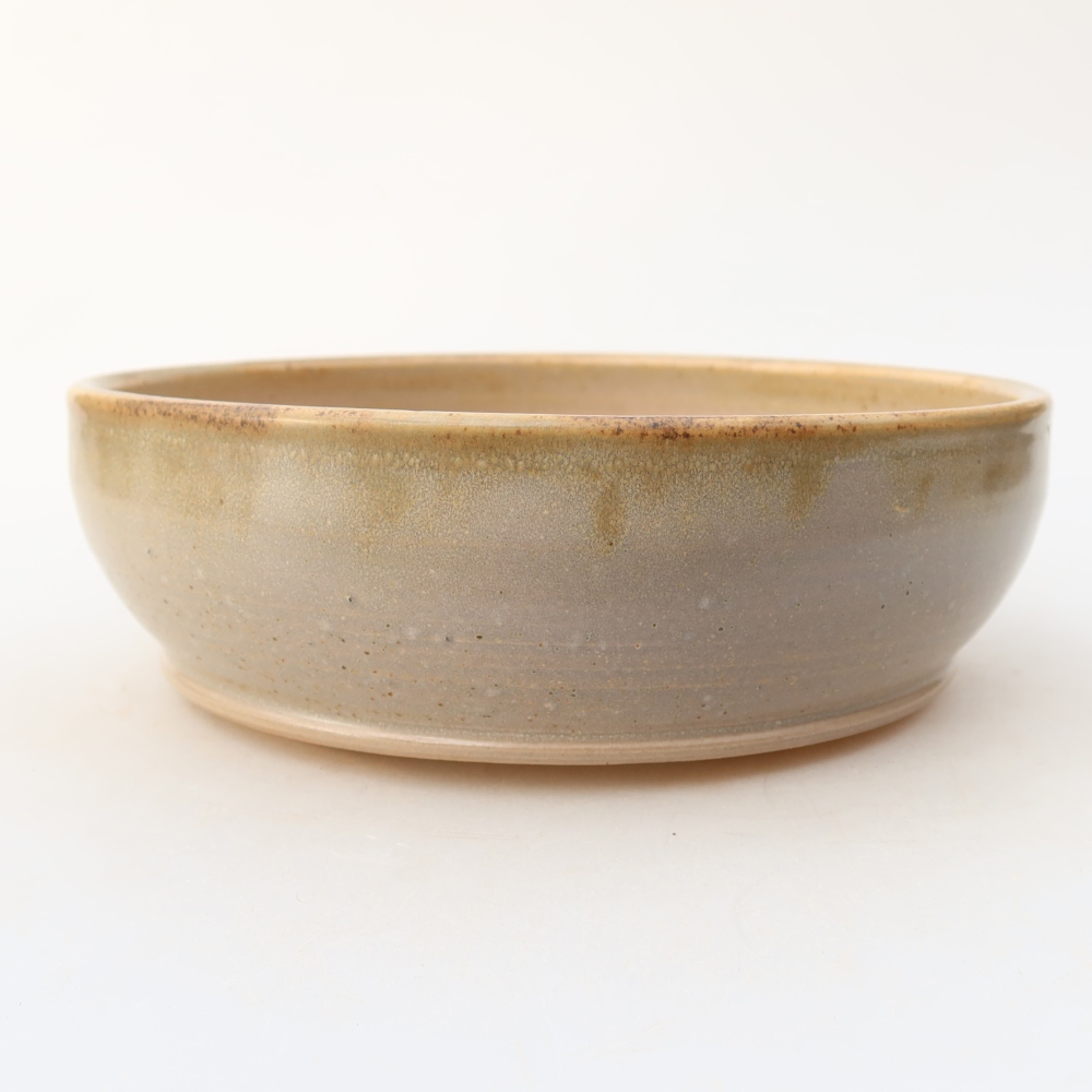 Keramische bonsaipot 17,5 x 17,5 x 5,5 cm, kleur: beige