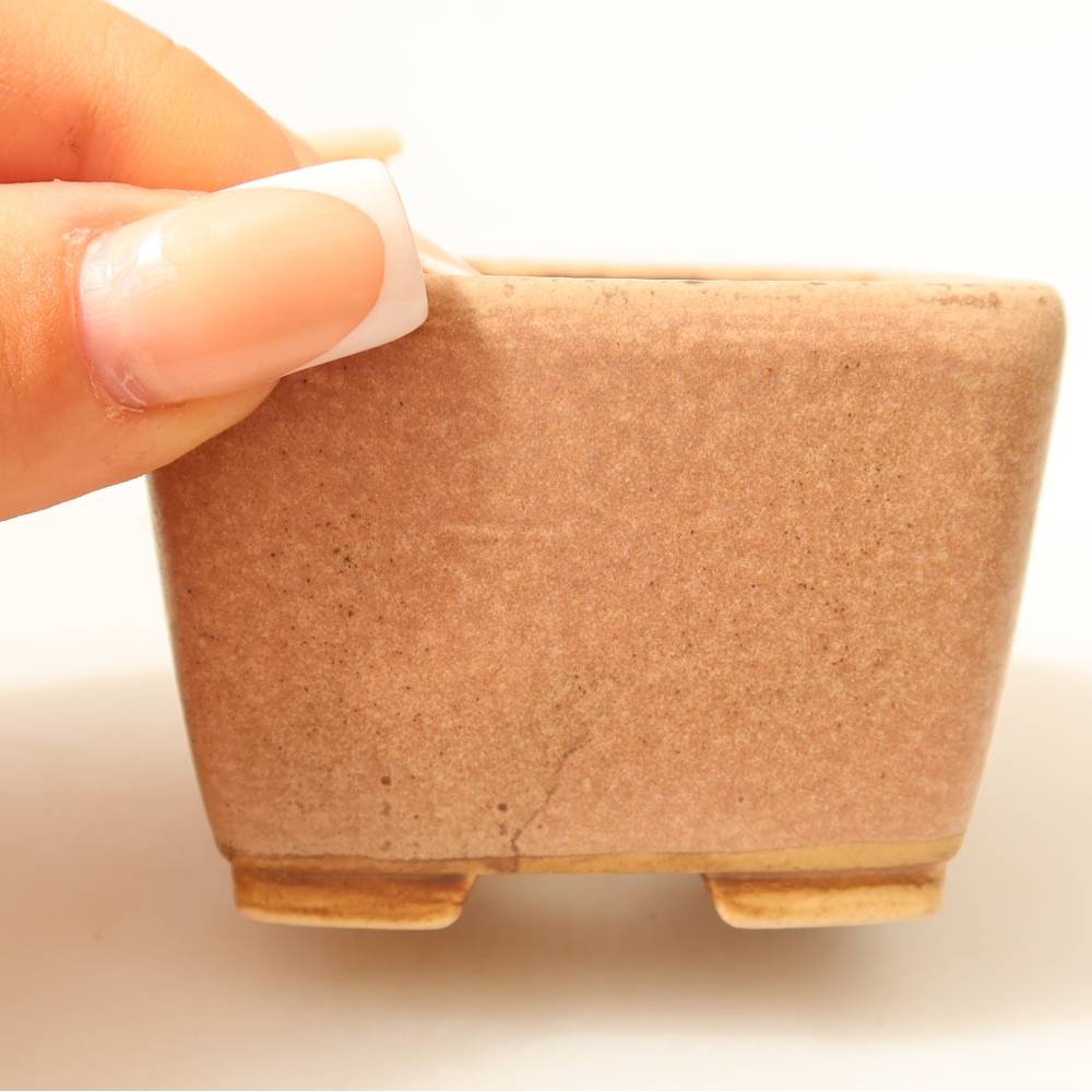 Keramische bonsaipot 6,5 x 6,5 x 4,5 cm, kleur roze