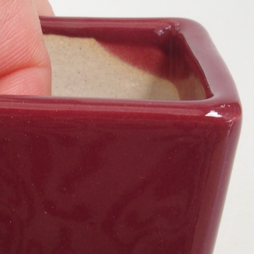 Mini bonsaischaal 4,5 x 4,5 x 4,5 cm, bordeauxrood