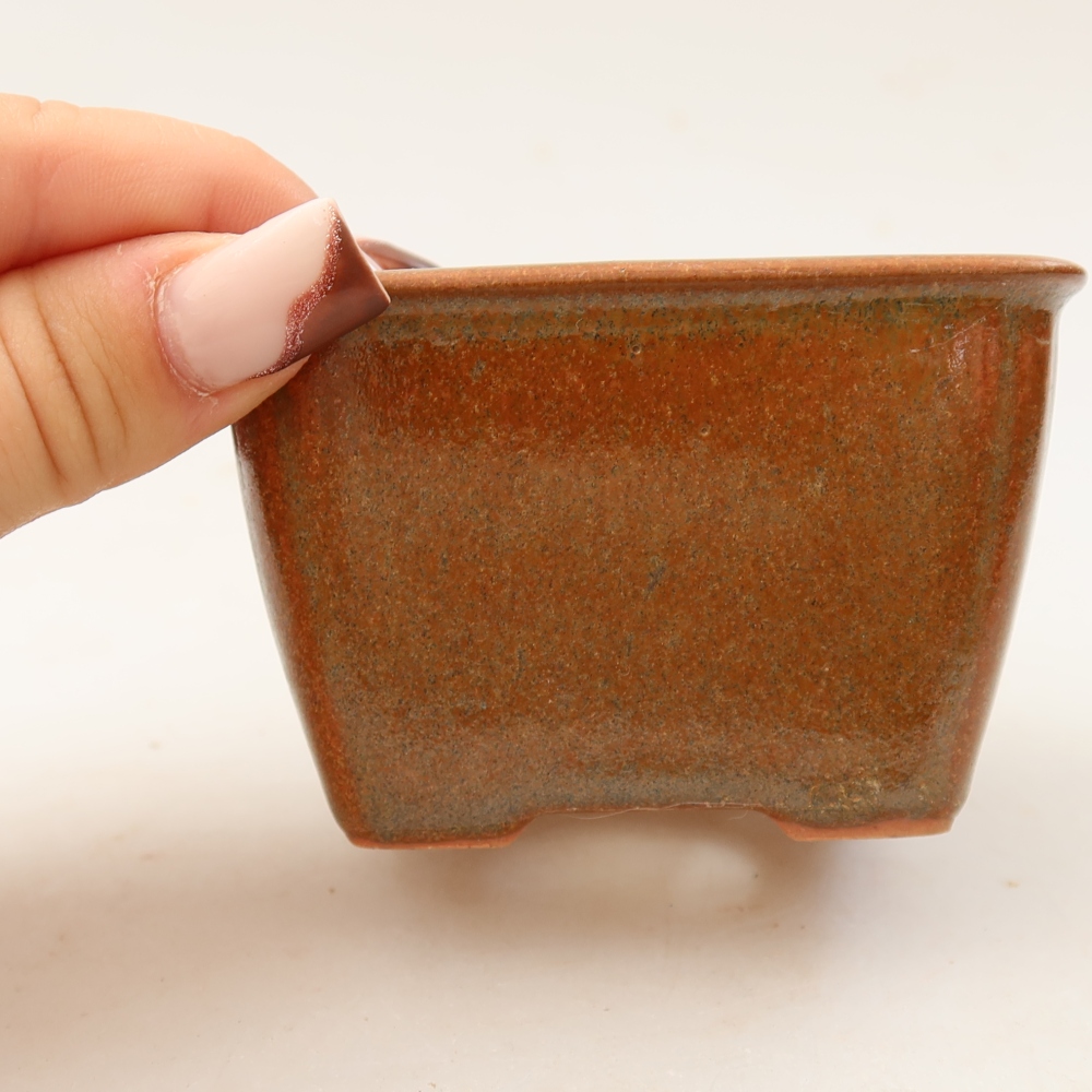 Bonsaischaal van keramiek 8,5 x 8,5 x 5,5 cm, bruin