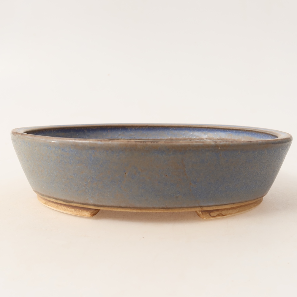 Bonsaischaal van keramiek 18,5 x 16,5 x 4,5 cm, kleur blauw