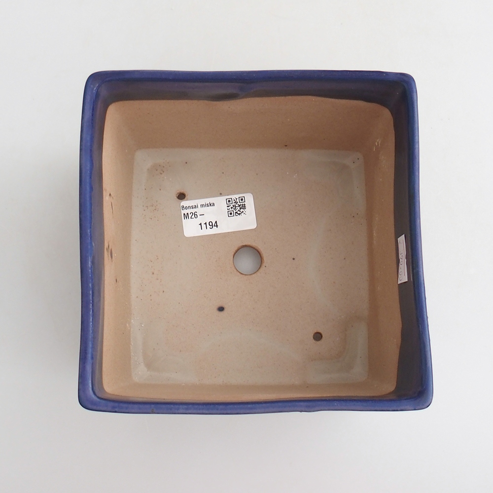 Bonsaischaal van keramiek 15 x 15 x 10,5 cm, kleur blauw
