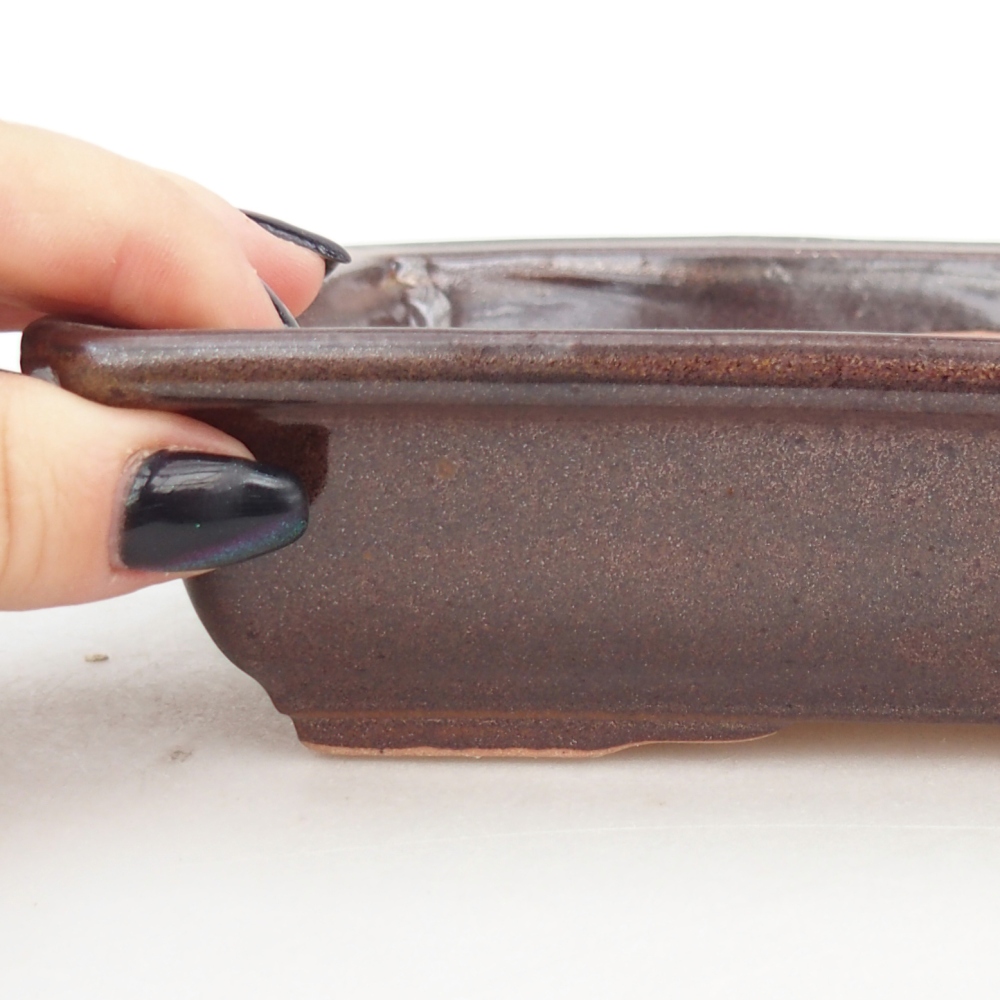 Bonsaischaal van keramiek 18 x 13,5 x 4,5 cm, bruin