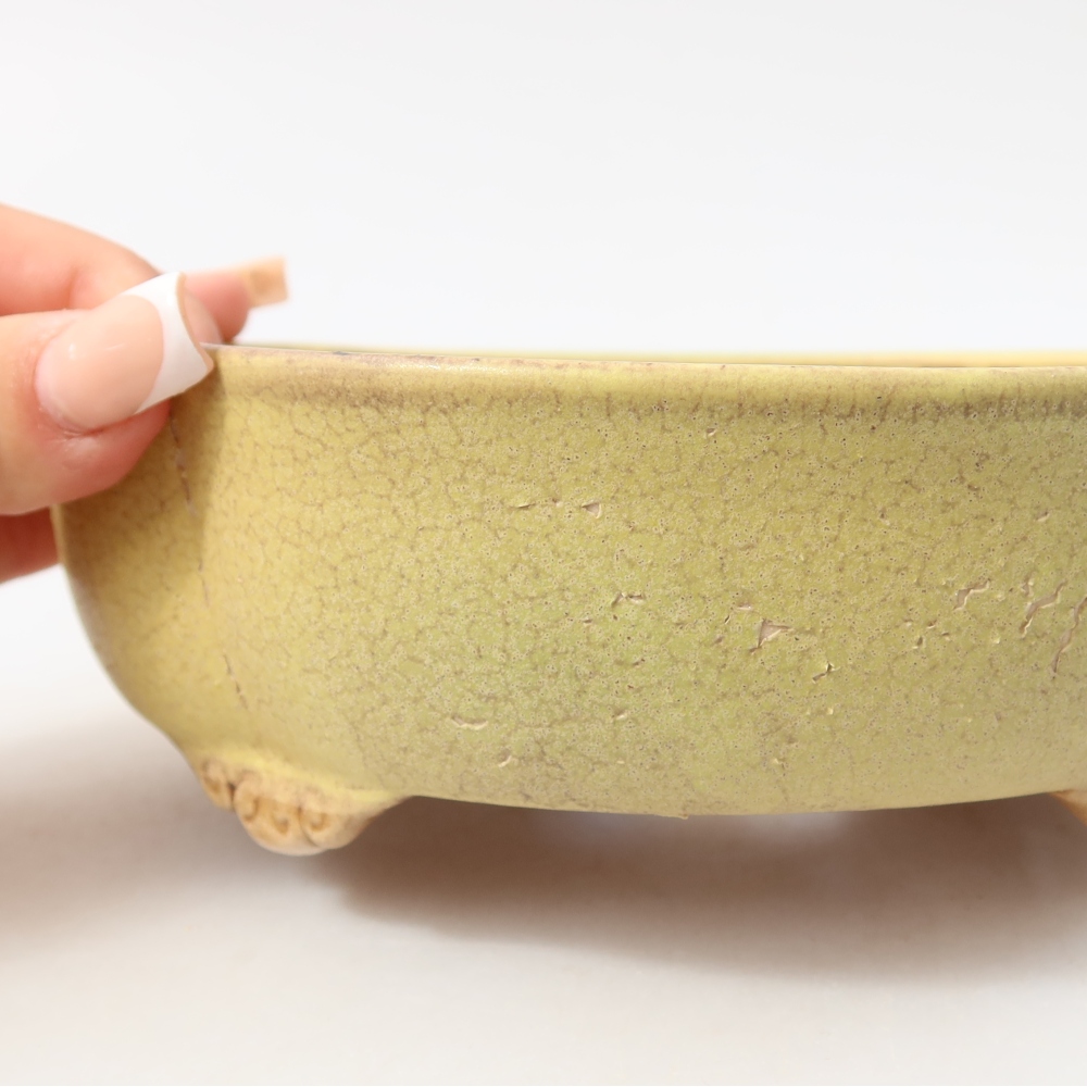Keramische bonsaipot 17,5 x 15,5 x 5,5 cm, kleur geel