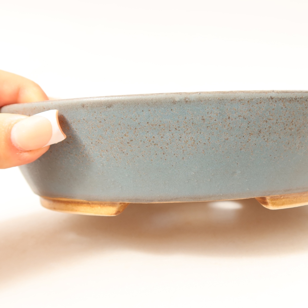 Bonsaischaal van keramiek 18,5 x 16,5 x 4,5 cm, kleur blauw