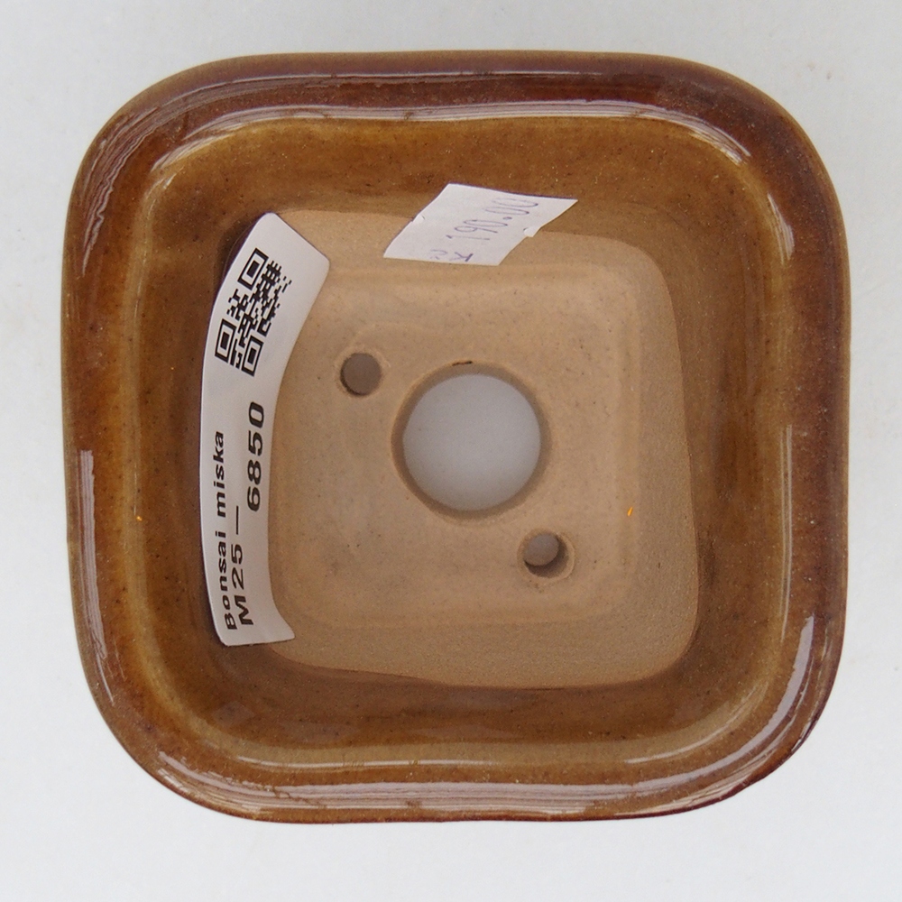 Bonsaischaal van keramiek 6,5 x 6,5 x 4,5 cm, bruin