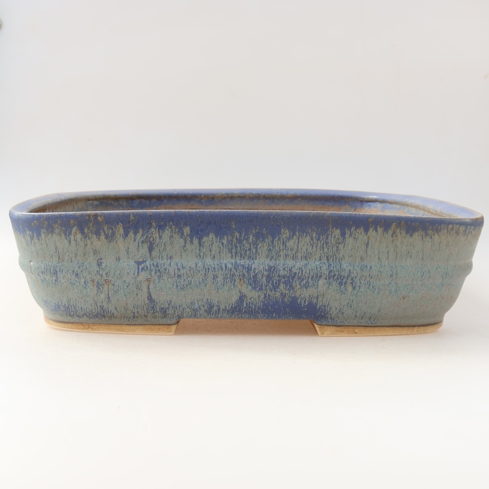 Bonsaischaal van keramiek 29,5 x 24,5 x 7,5 cm, kleur blauw