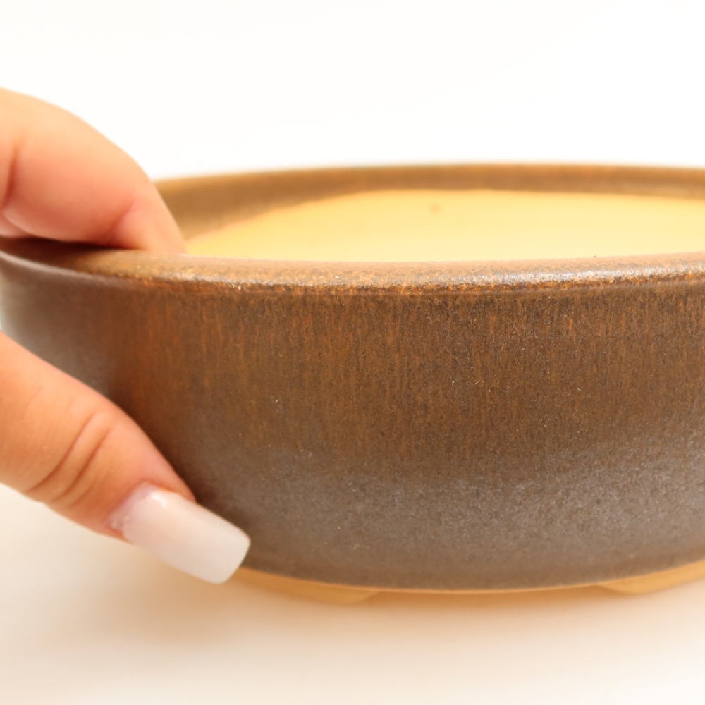 Keramische bonsaipot 22,5 x 22,5 x 7 cm, kleur bruin