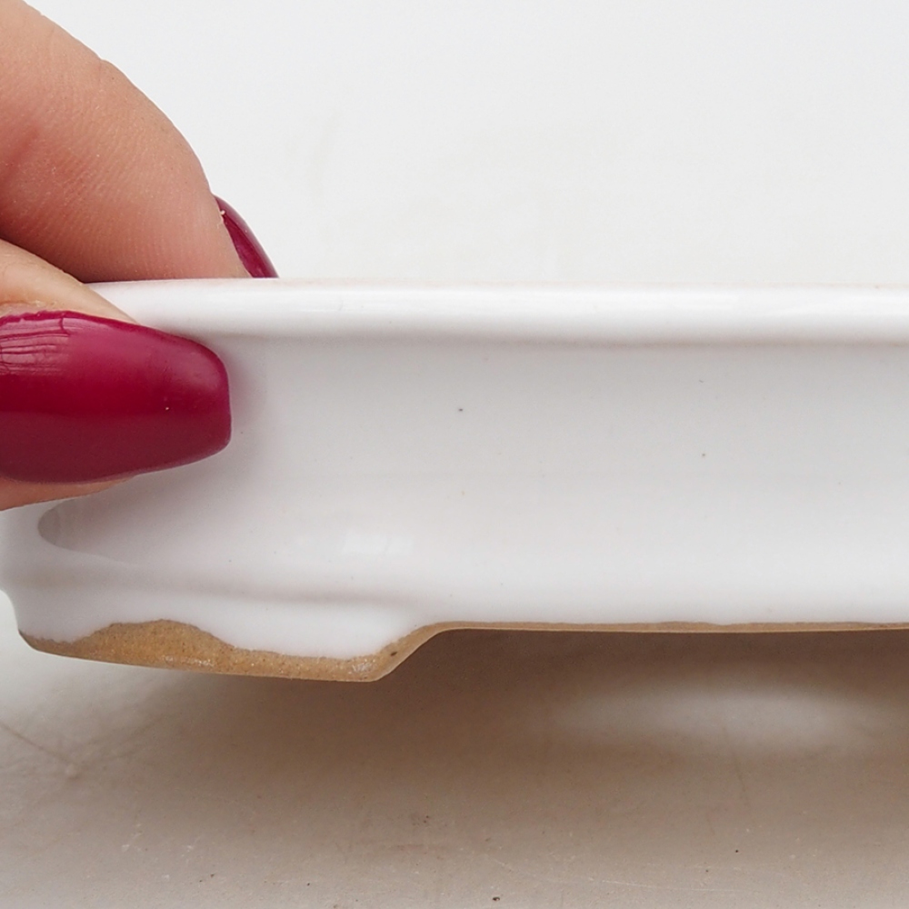 Bonsaischaal van keramiek 13 x 11 x 2,5 cm, kleur wit