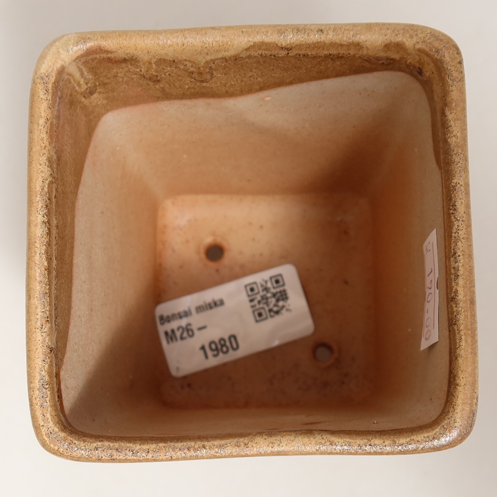Keramische bonsaipot 7,5 x 7,5 x 10,5 cm, kleur beige