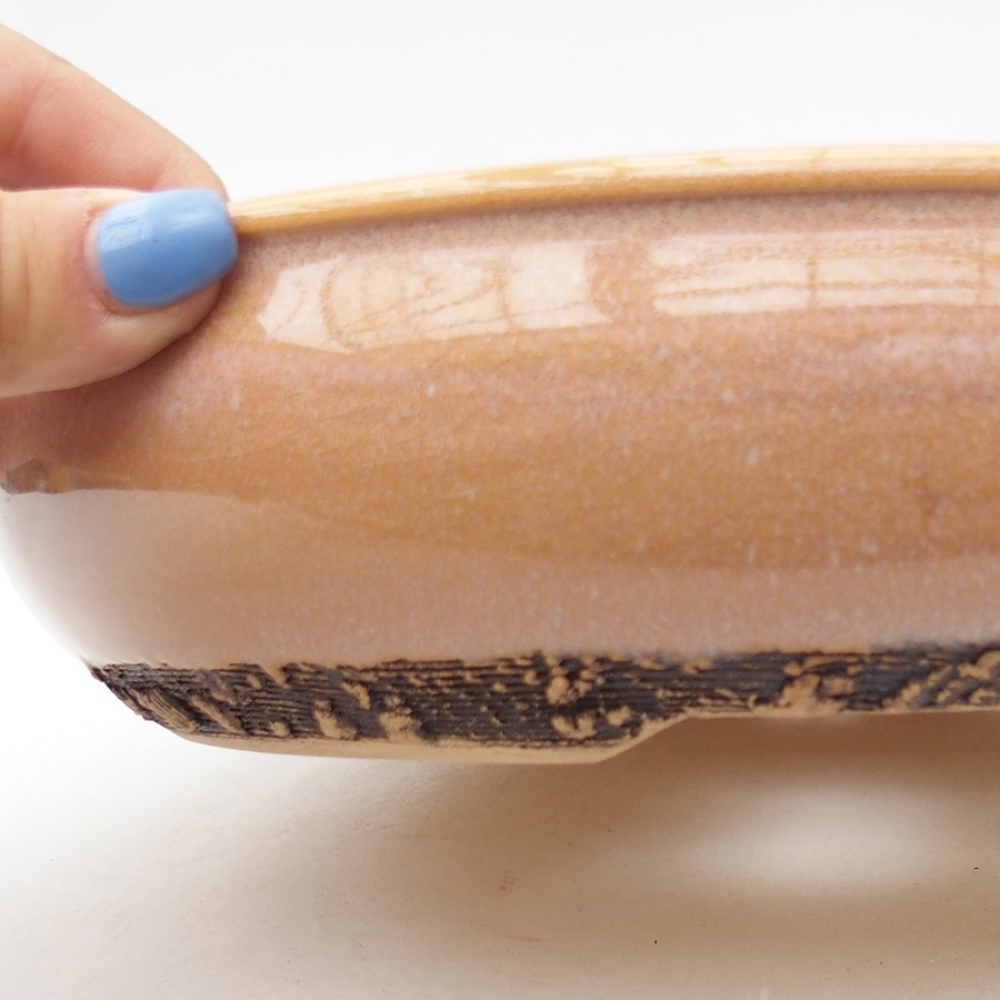 Bonsaischaal van keramiek 22,5 x 22,5 x 6 cm, roze