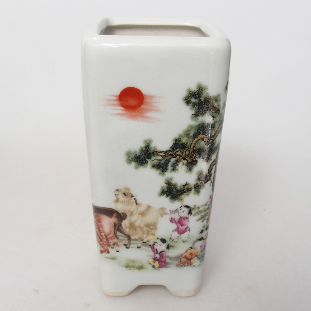 Bonsaischaal van keramiek 5,5 x 5,5 x 12 cm, kleur wit