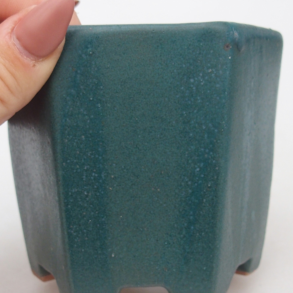 Bonsaischaal van keramiek 9,5 x 8,5 x 8 cm, kleur blauw