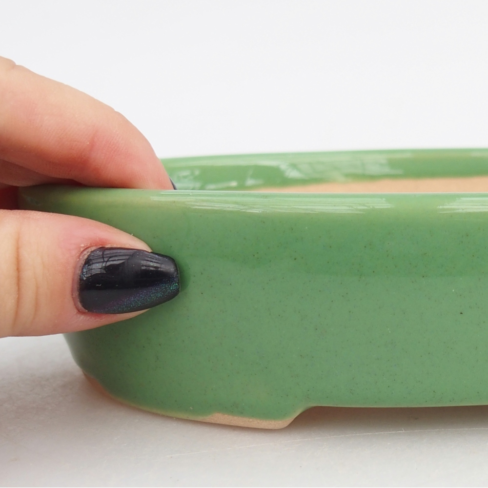 Bonsaischaal van keramiek 17 x 14 x 4 cm, groen