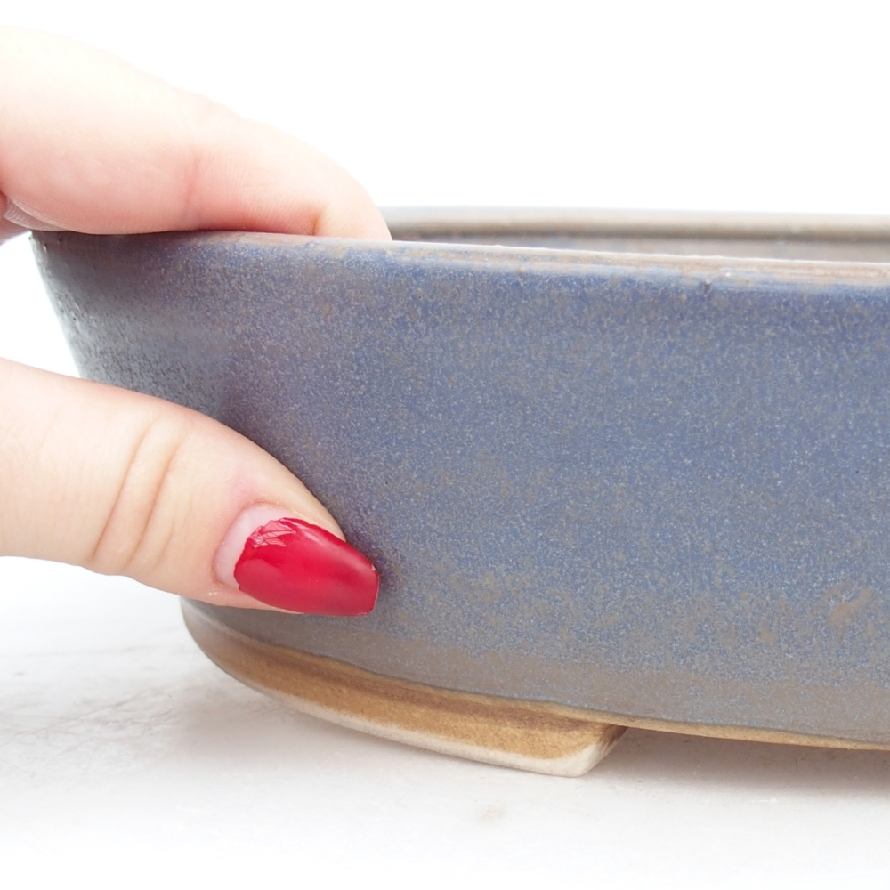 Bonsaischaal van keramiek 28,5 x 25 x 6 cm, kleur blauw