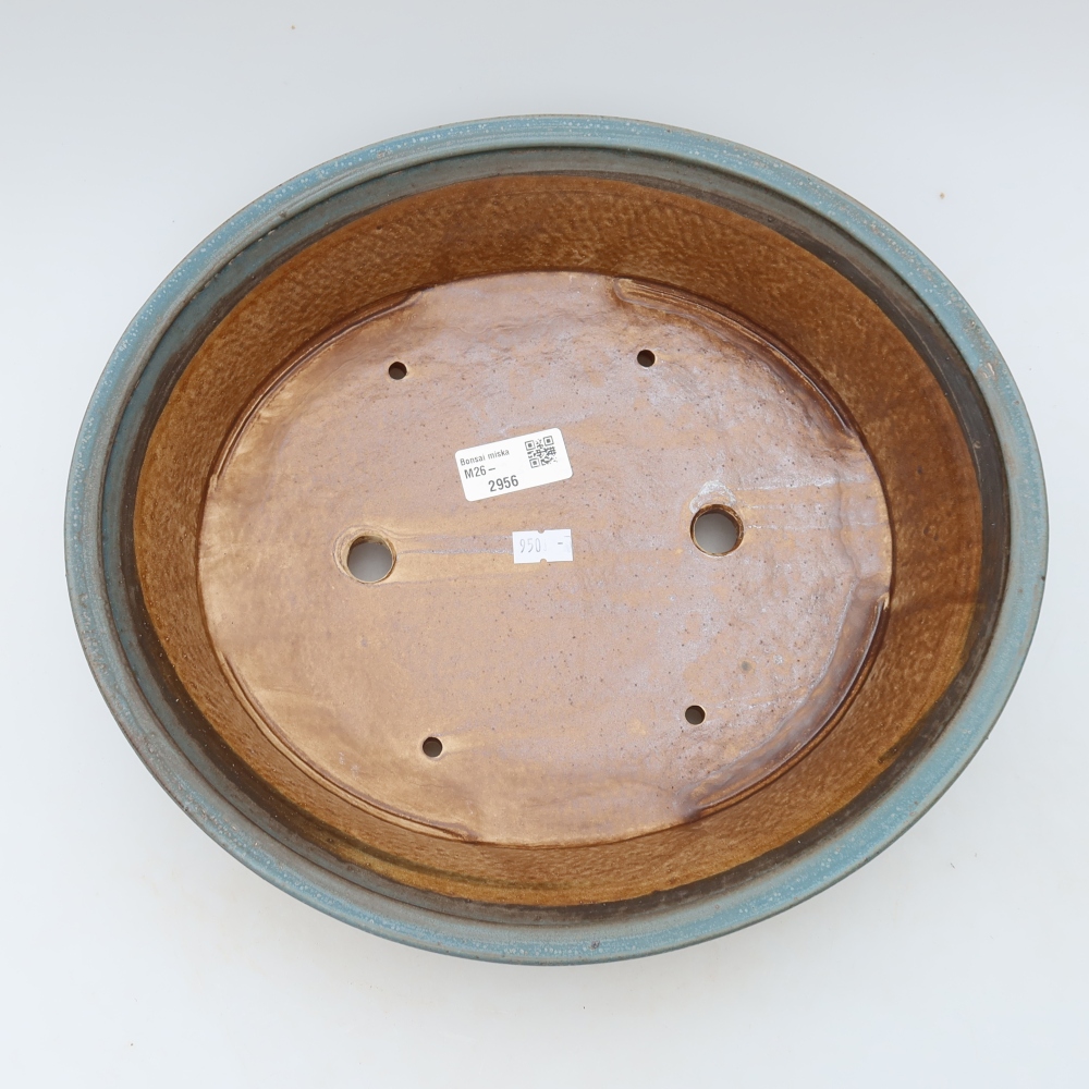 Bonsaischaal van keramiek 26,5 x 24 x 5,5 cm, kleur blauw