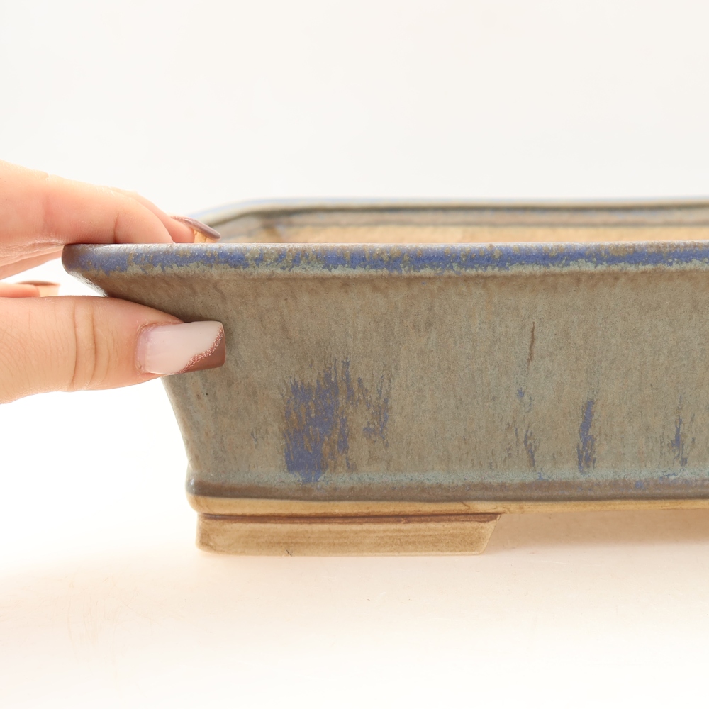 Keramische bonsaischaal 29,5 x 24,5 x 8 cm, kleur: blauw