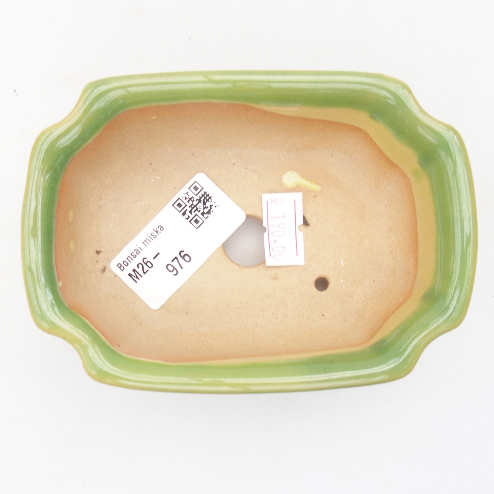 Bonsaischaal van keramiek 11,5 x 8,5 x 4 cm, groen