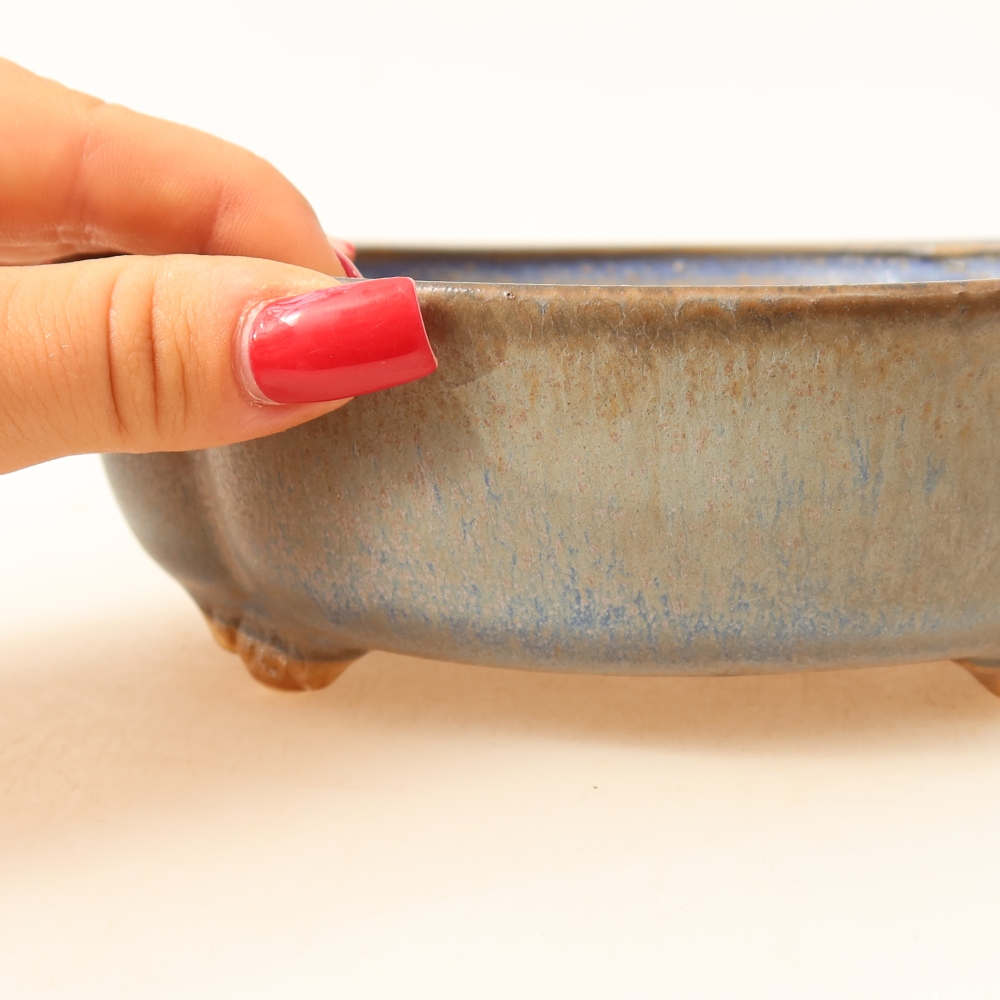 Bonsaischaal van keramiek 17 x 15,5 x 5,5 cm, kleur blauw