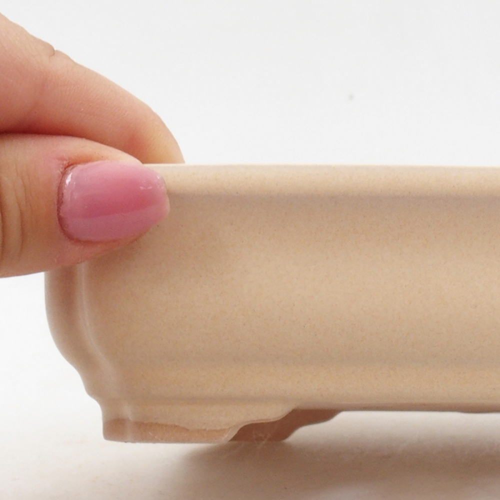 Bonsaischaal van keramiek 14 x 11 x 4 cm, kleur beige