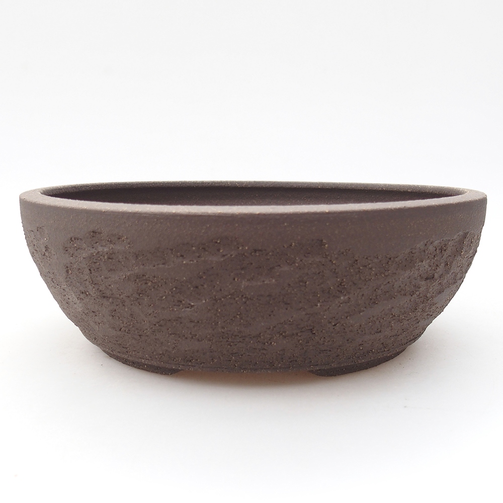 Bonsaischaal van keramiek 18,5 x 18,5 x 6 cm, bruin