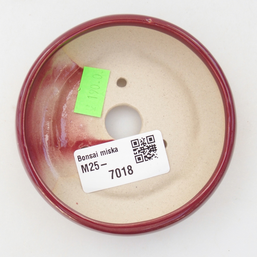 Bonsaischaal van keramiek 26 x 26 x 8 cm, kleur rood