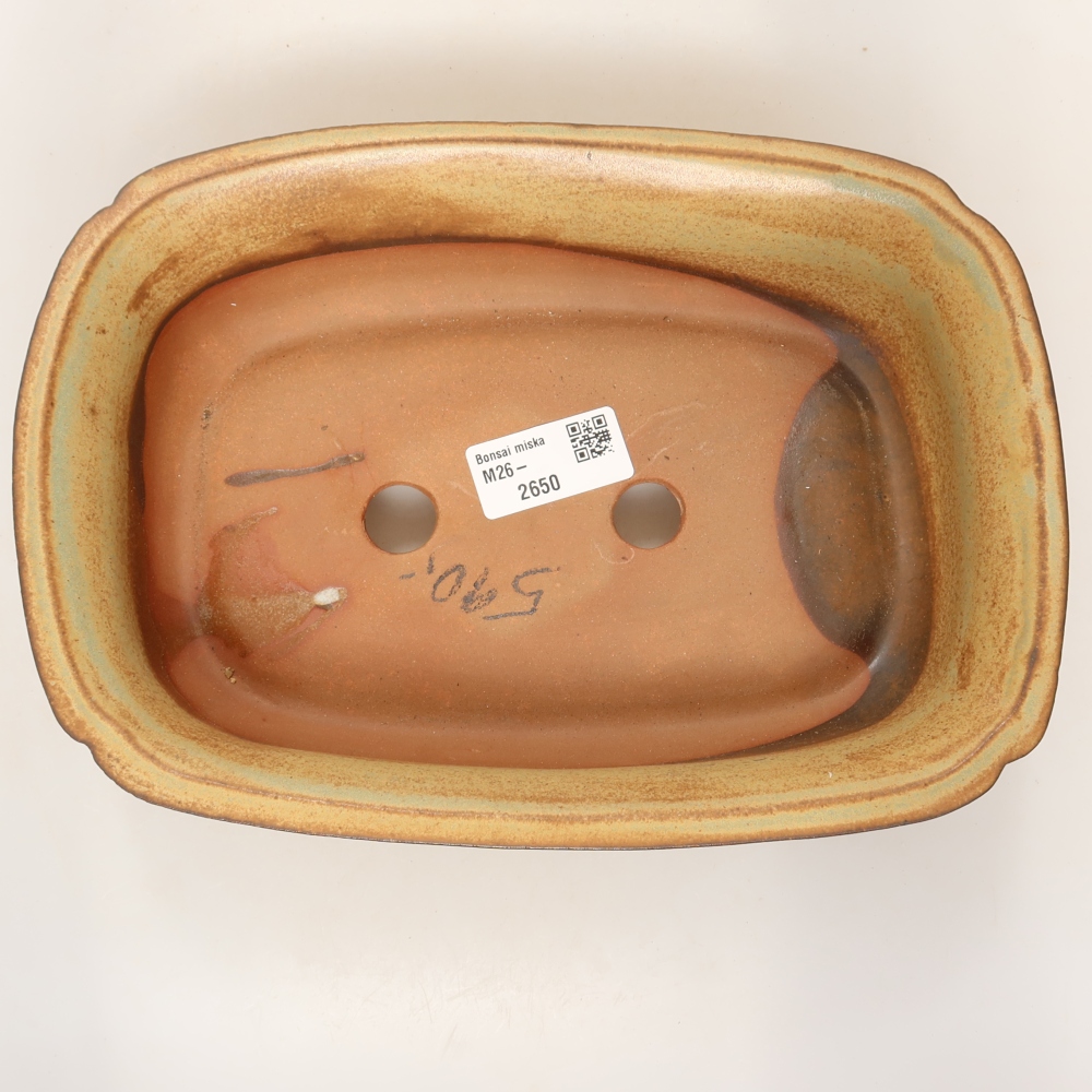 Keramische schaal  24,5 x 17,5 x 6 cm, kleur groenbruin