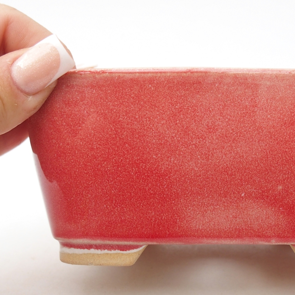 Bonsaischaal van keramiek 13,5 x 10,5 x 6 cm, kleur rood