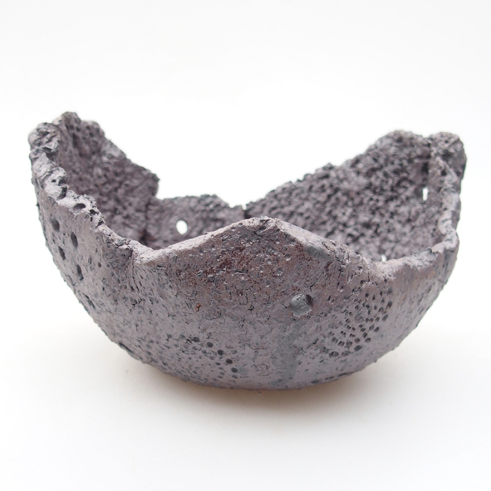 Keramische schaal 14 x 12,5 x 8 cm , metaalkleur