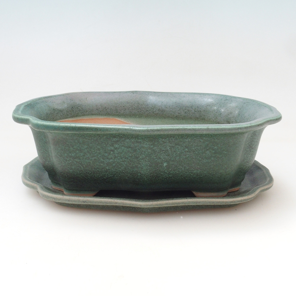 Bonsai kom + schotel H51 - 18x14x5 cm - groen
