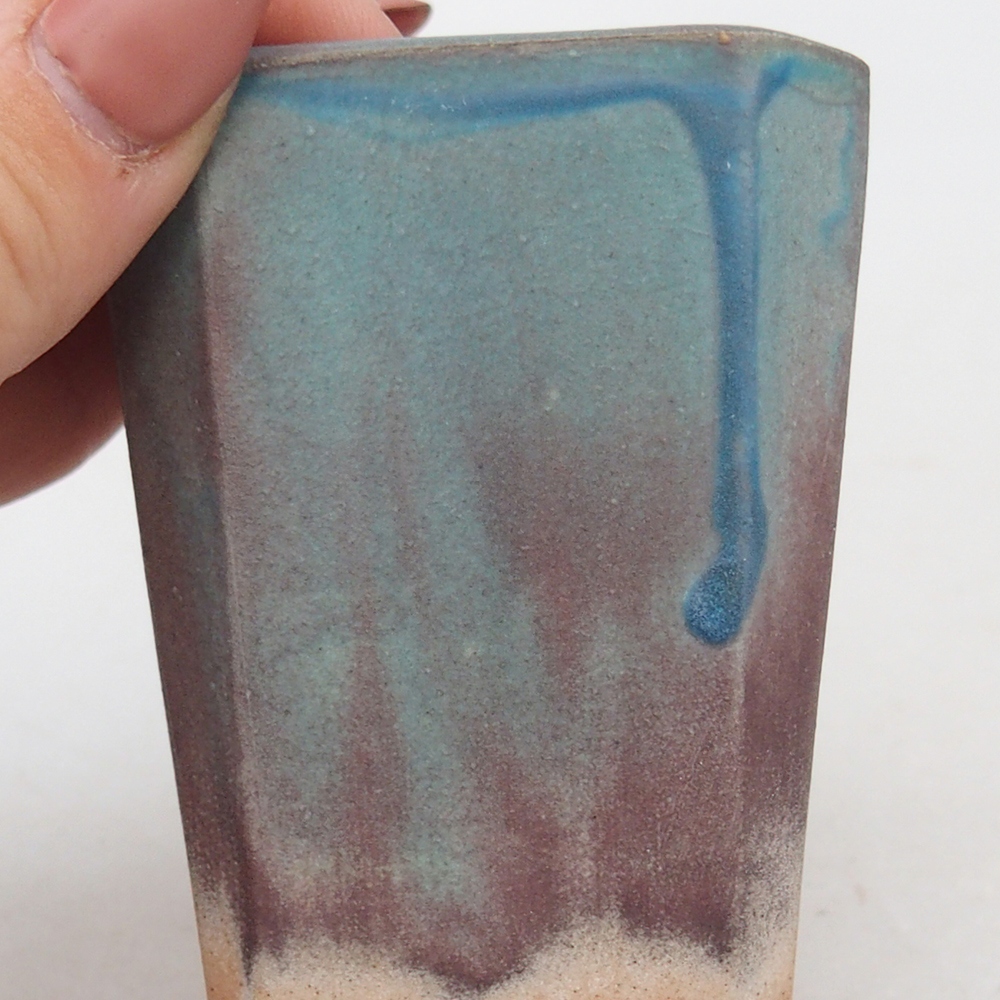 Bonsaischaal van keramiek 5,5 x 5,5 x 7 cm, kleur blauw