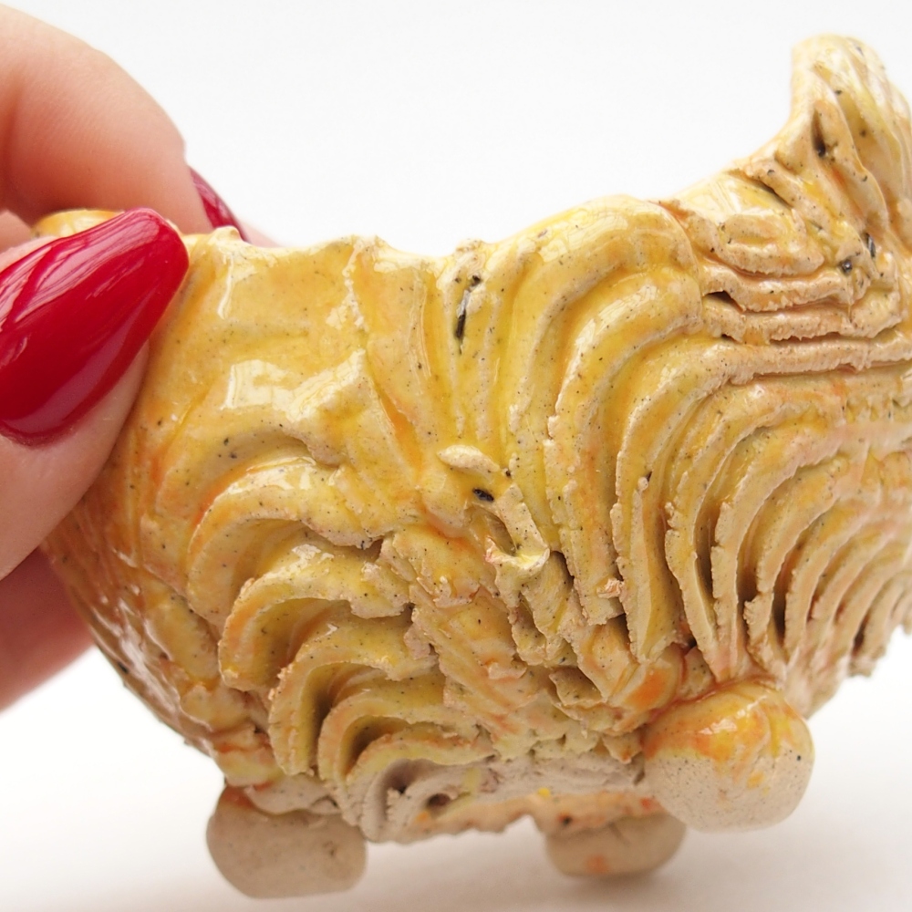 Schelp van keramiek 8 x 8 x 6 cm , geel