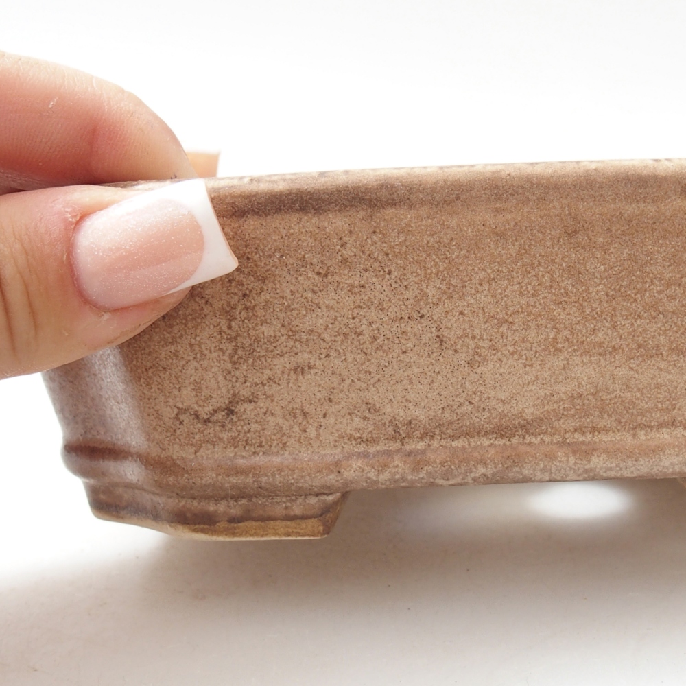 Bonsaischaal van keramiek 14 x 12 x 4,5 cm, kleur beige