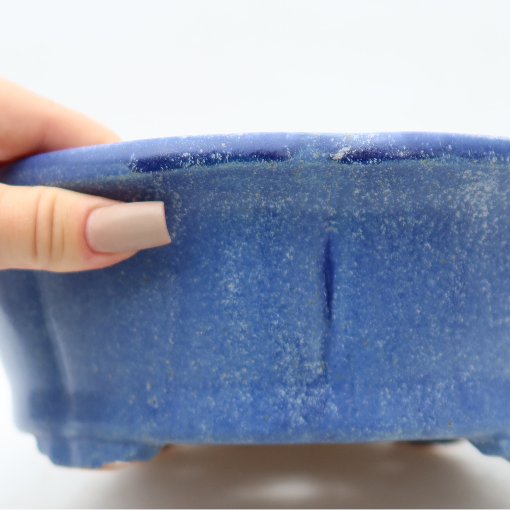 Bonsaischaal van keramiek 26,5 x 26,5 x 8,5 cm, kleur blauw