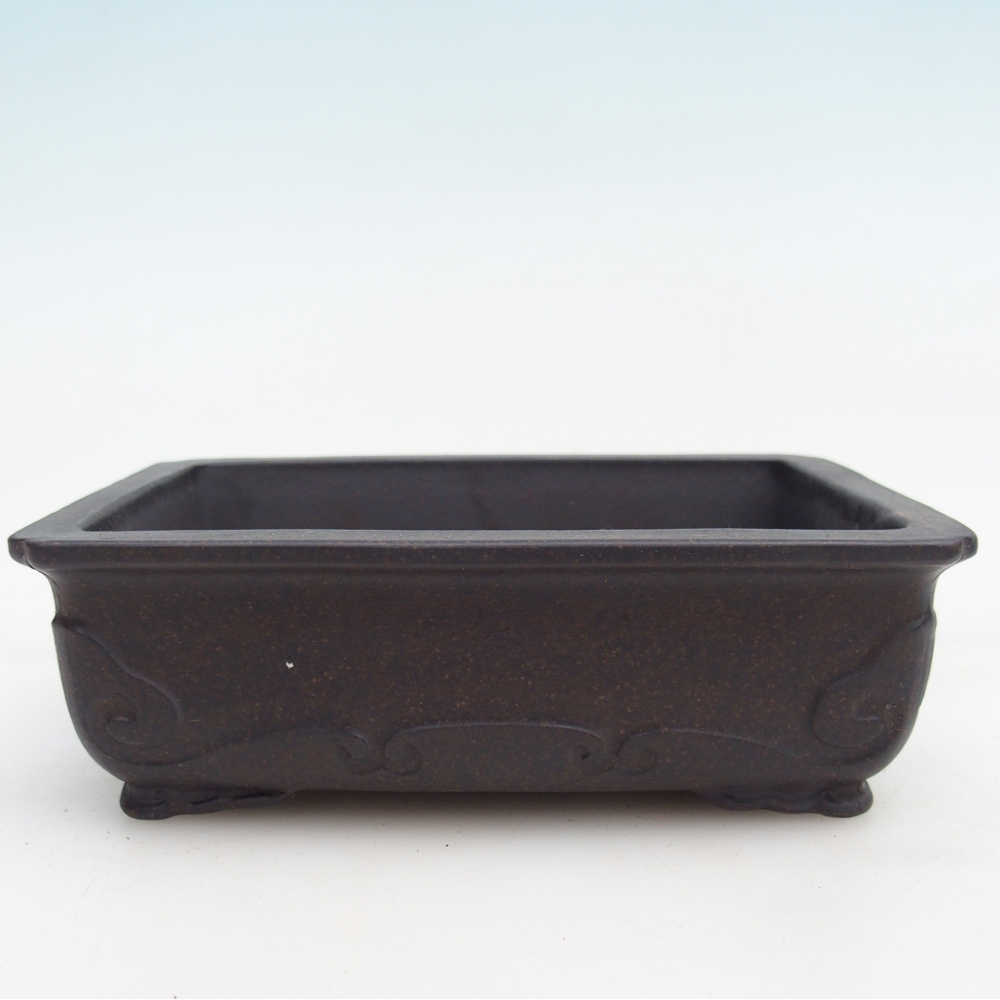 Bonsaischaal van keramiek 14,5 x 10 x 4,5 cm, kleur okerbruin